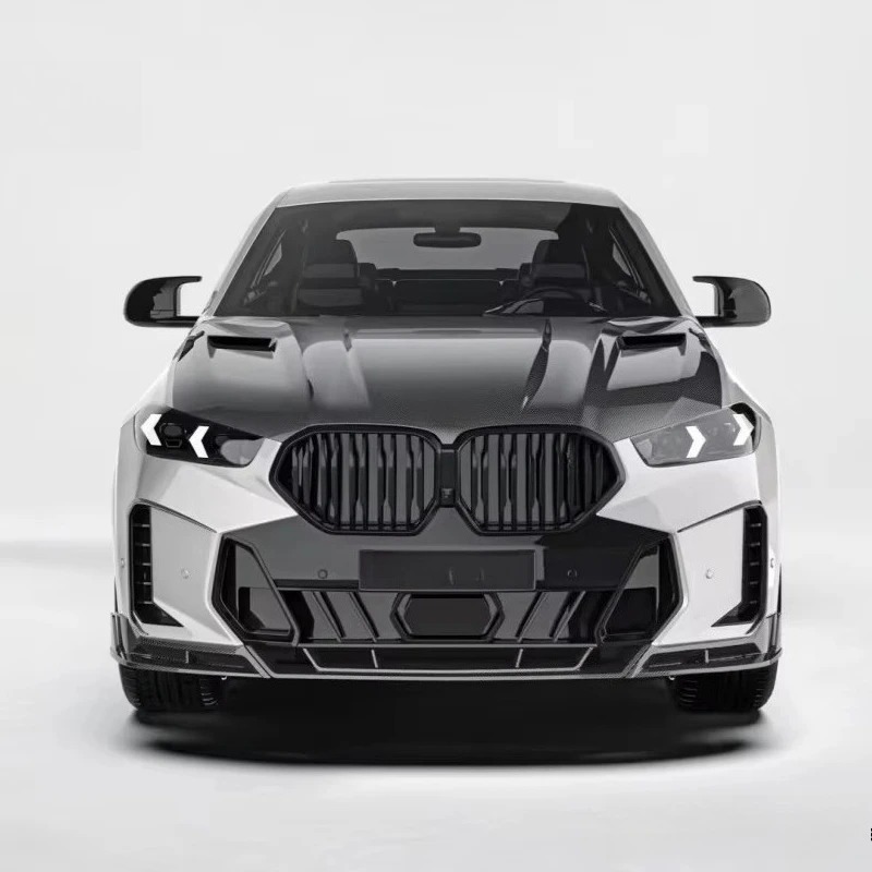 Used for  X6 G06 Upgrade PK Style Dry Carbon Fiber Body Kit Front Lip Rear Diffuser Wind Blade Top Wing Engine Hood